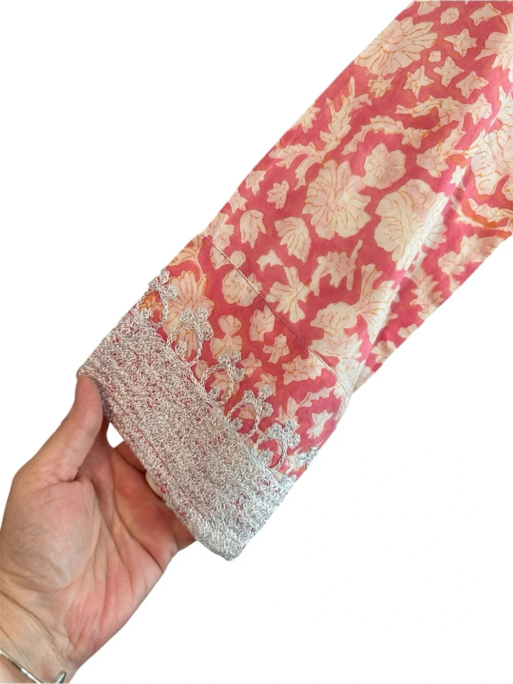 Roberta Roller Rabbit Pink Floral Embroidered V-Neck Tunic